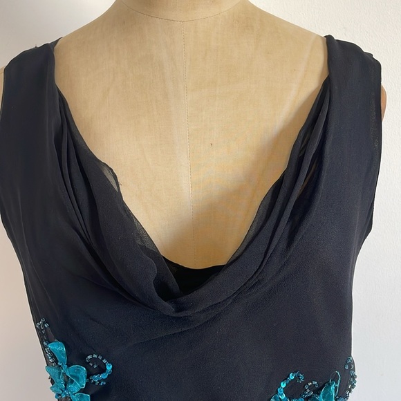 Y2K Whimsigoth Set Mix It 14 Black Midi Tank Sheer Floral Hip Hugger Fairycore - Picture 7 of 16